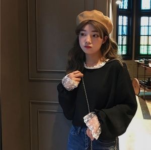 Vintage look chiffon lace top